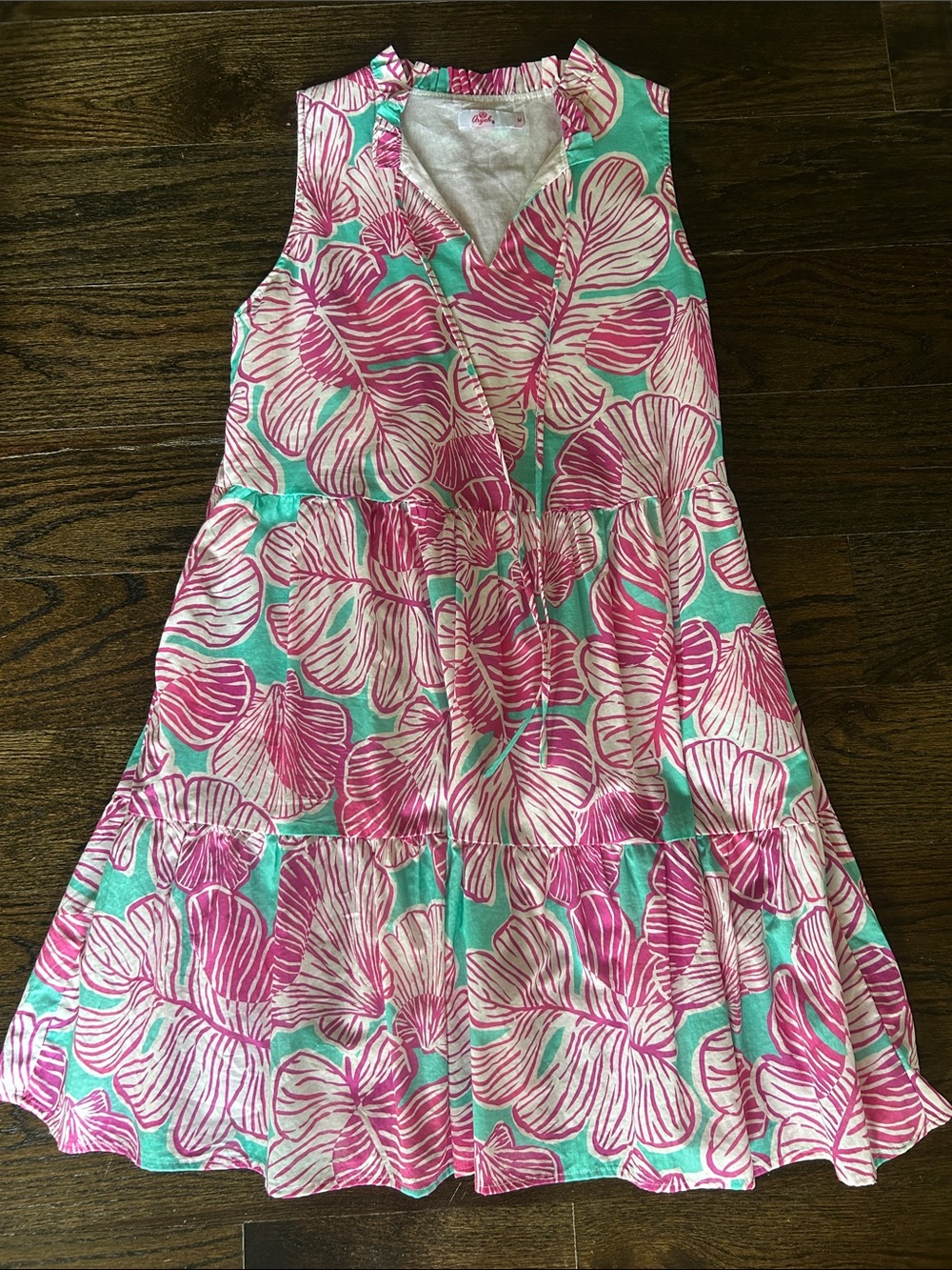 Ladies Pink Floral Tiered Dress